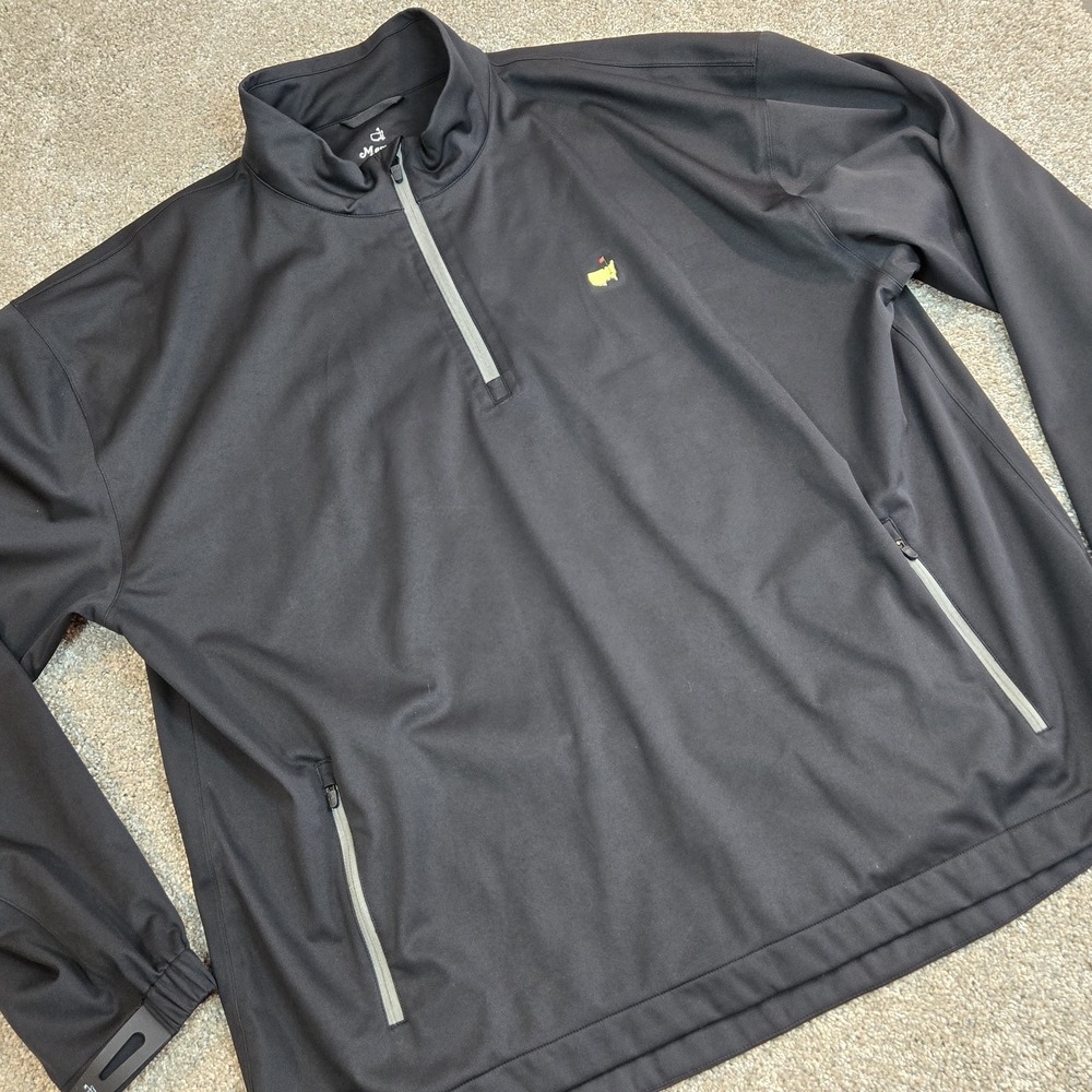 Masters Tech Golf Pullover‎ Mens XXL Black 1/4 Zip Jacket Augusta National Coat